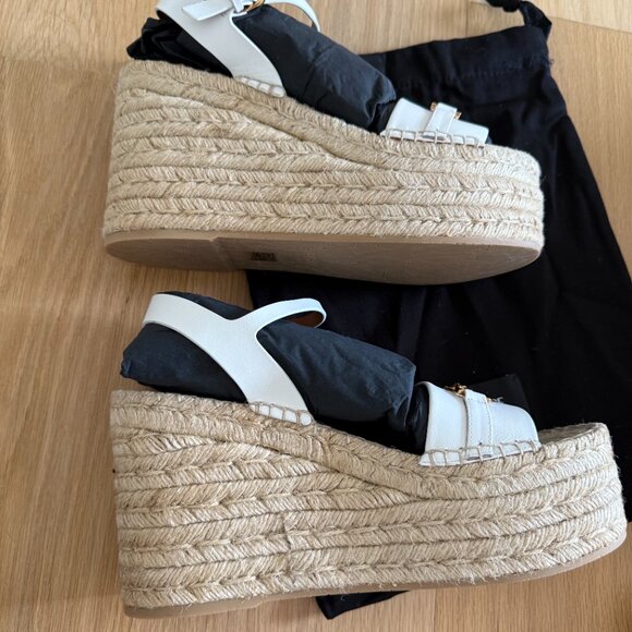 New in Box Versace Bianca Ottico Platform Wedge Sandals Size EU 40/ US 9.5 - Picture 11 of 16